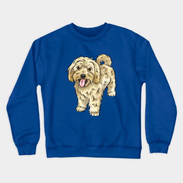 Cute Cream / Yellow Cavapoo Dog Crewneck Sweatshirt by Shirin Illustration